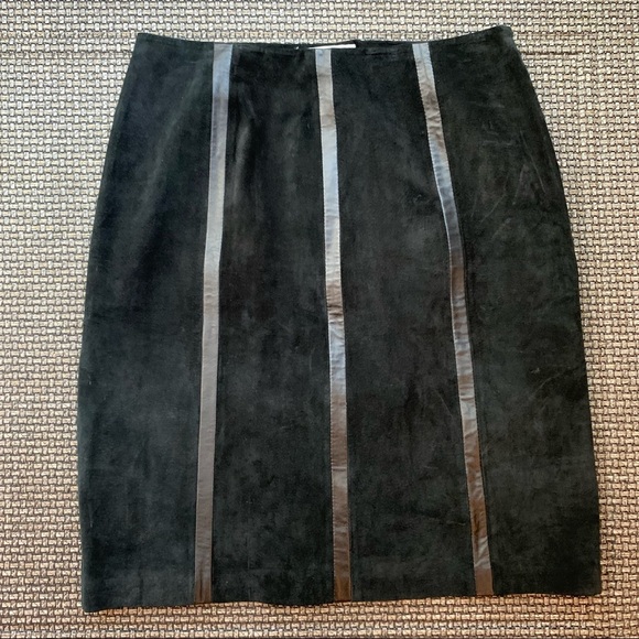 EUC Alfani Suede and Leather Striped Pencil Skirt - Picture 1 of 5